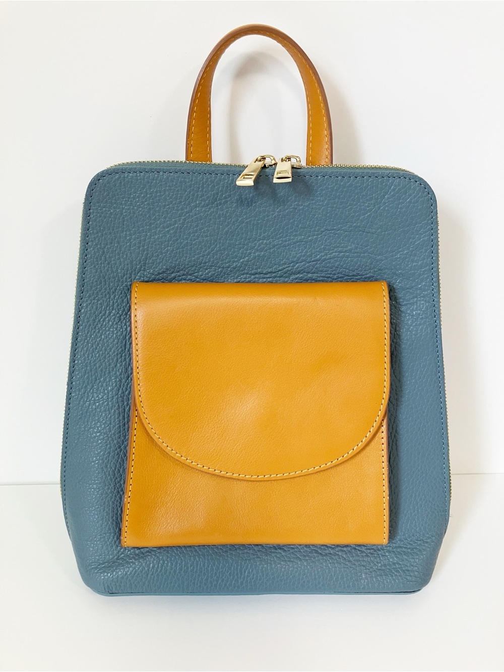 Divina Firenze | Blue Leather Backpack OS Minimalist Quiet Luxury Travel